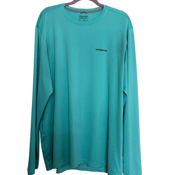 Patagonia XL turquoise long sleeve fishing shirt tarpon graphic GORPCORE - Picture 2 of 9